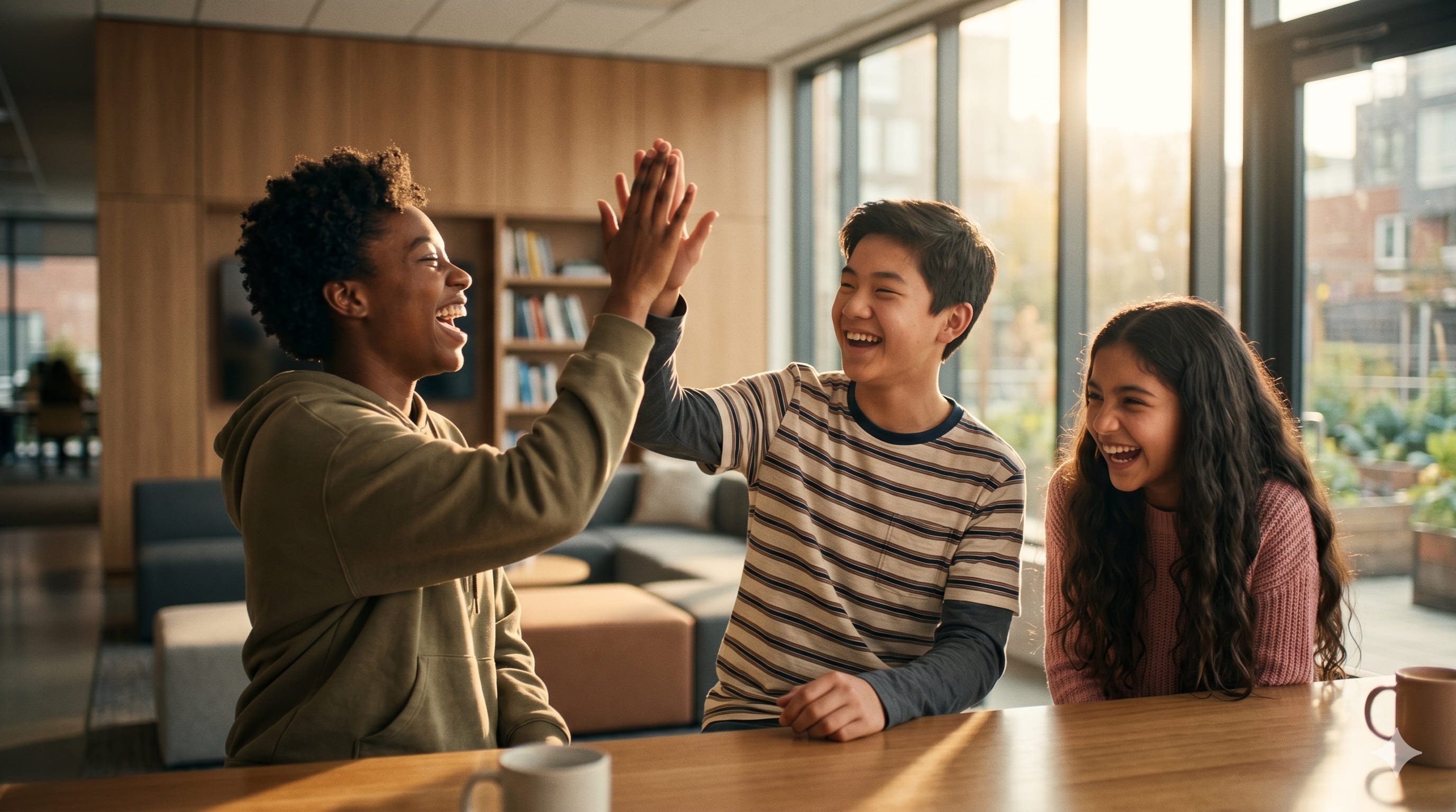 Teens laughing and connecting